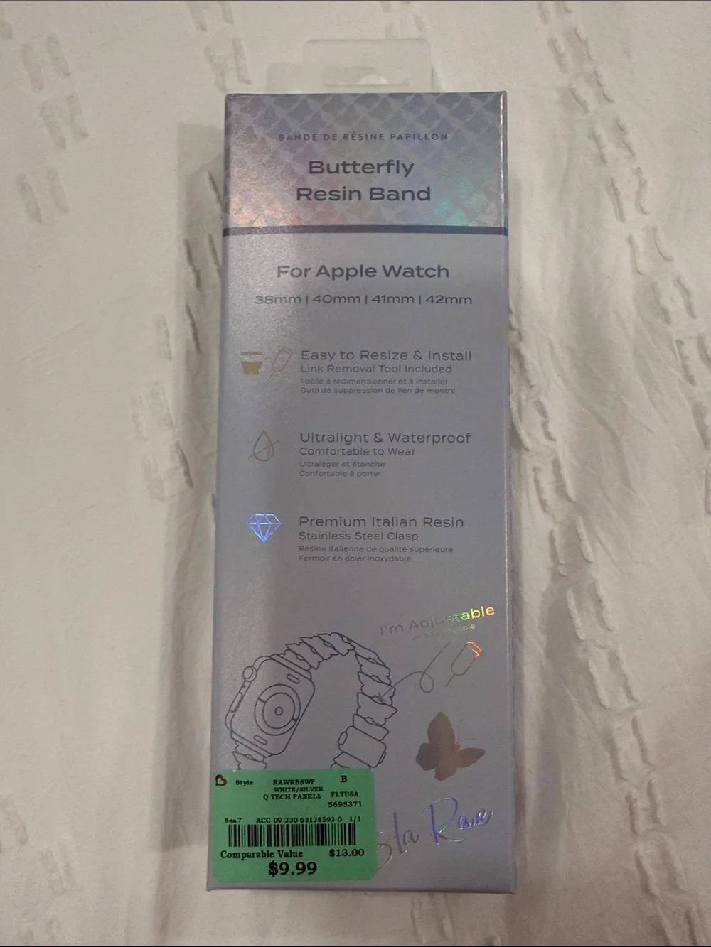 Isla Rae White Resin Butterfly Apple Watch Band